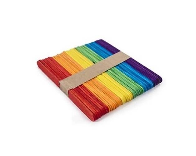 Palitos De Helado De Madera Color Por 50 Unidades