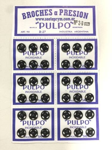 Broche Presión Pulpo Nº 2 Negro Por 144 Unidades