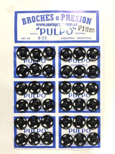Broche Presión Pulpo Nº 3 Negro Por 144 Unidades