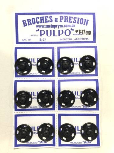 Broche Presión Pulpo Nº 6 Negro Por 12 Unidades